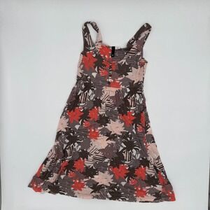 Divided H&M ALine Dress Womens Size 6 Brown Floral Sleeveless Button Detail